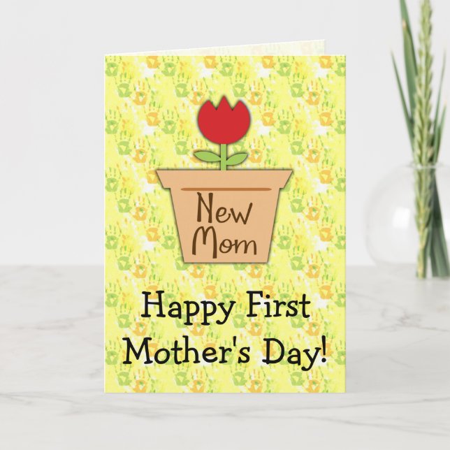 New Mum First Mother's Day, Cute Tulip Flower Card (Front)