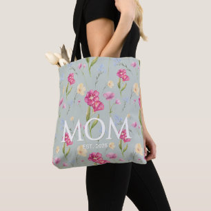 New Mum Gift Mum Established Floral Wildflower  Tote Bag