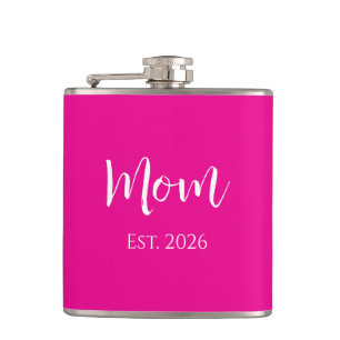 New Mum Hot Pink Elegant Stylish Mother's Day  Hip Flask