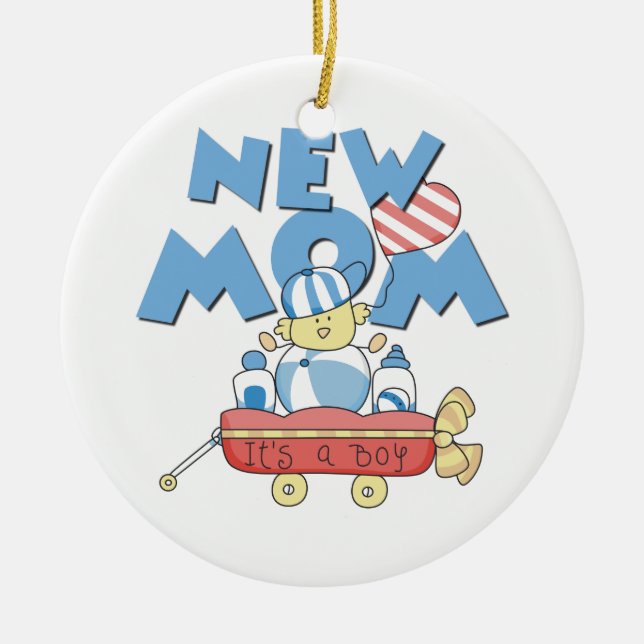 New Mum It's a Boy Gifts Ceramic Tree Decoration (Front)