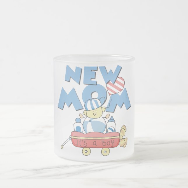 New Mum It's a Boy Tshirts and Gifts Frosted Glass Coffee Mug (Center)