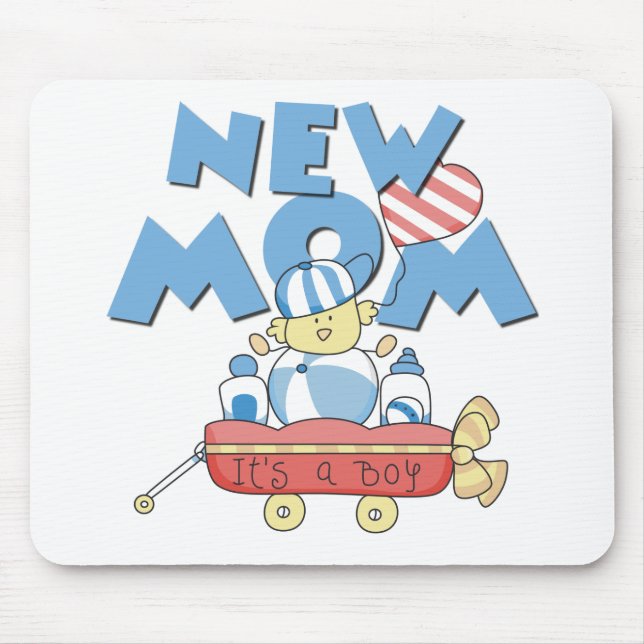 New Mum It's a Boy Tshirts and Gifts Mouse Mat (Front)