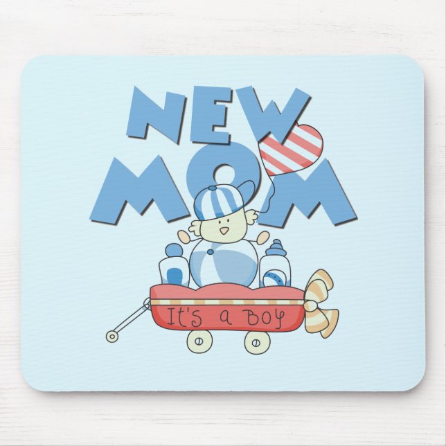 New Mum It's a Boy Tshirts and Gifts Mouse Mat (Front)