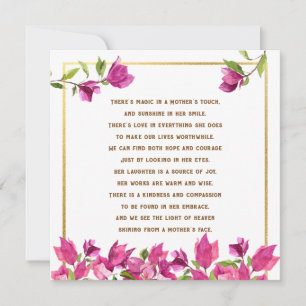 New Mum Mother Poem Floral Mother's Day Flat Card