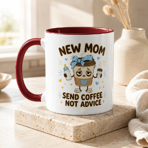New Mum Send Coffee Not Advice Red Two Tone Mug