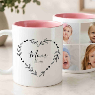 New Mum Year Est. Four Photo Collage Two-Tone Coffee Mug
