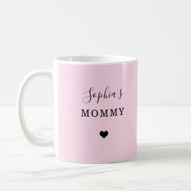 New Mummy - Child's Name with Simple Heart Coffee Mug (Left)