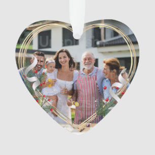 New Mummy Daddy Holly & Pine Gold Frame Photo  Ornament