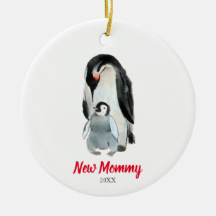 New Mummy Penguin Newborn Baby's First Christmas Ceramic Tree Decoration