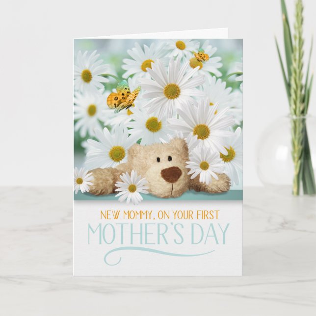 New Mummy Teddy Bear 1st Mother's Day Holiday Card (Front)