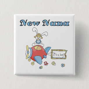 New Nana of Boy-Aeroplane Tshirts and Gifts 15 Cm Square Badge