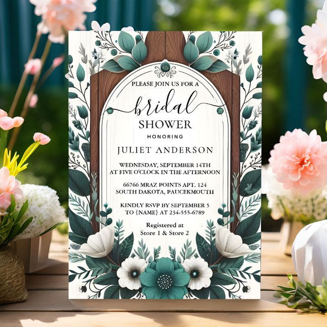 New Nature Garden Plant Dark Green Bridal Shower Invitation (Creator Uploaded)