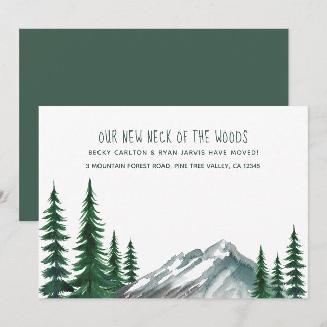 New Neck of the Woods Mountain Forest Pine Moving Announcement (Front/Back)