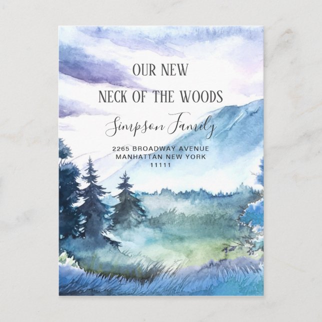 New Neck of the Woods  Moving Announcement Postcard (Front)