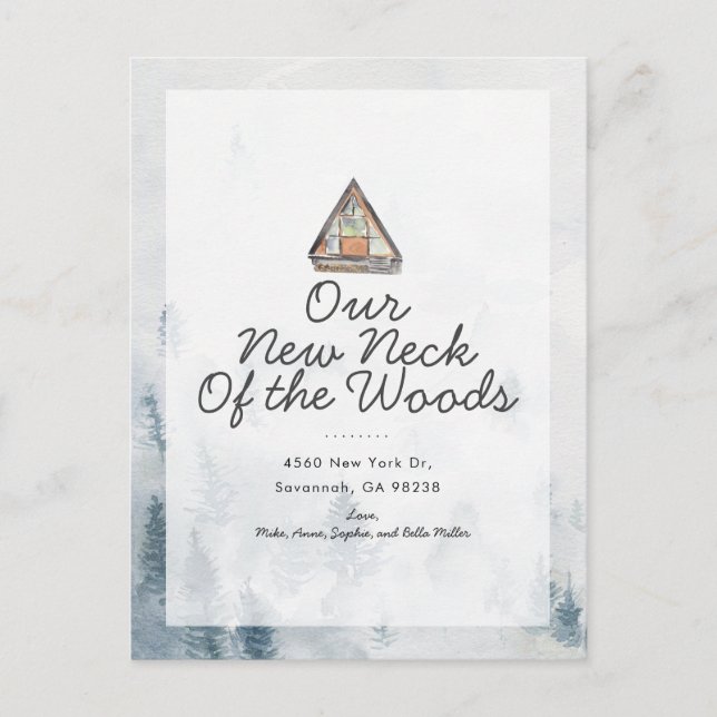 New Neck of the Woods Moving Announcement Postcard (Front)