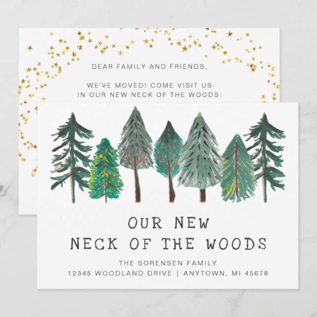 New Neck of the Woods Rustic Moving Announcement (Front/Back)