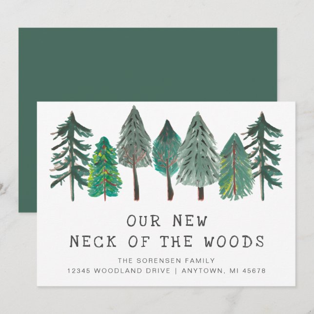 New Neck of the Woods Rustic Moving Announcement (Front/Back)