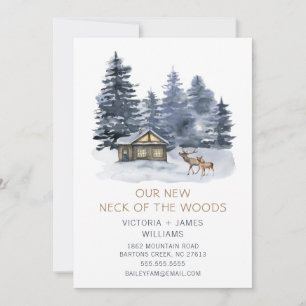 New Neck of the Woods Watercolor Woodland Home Announcement