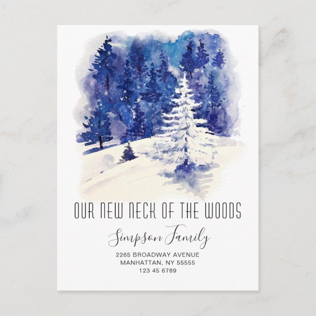 New Neck of the Woods Winter Moving Announcement Postcard (Front)