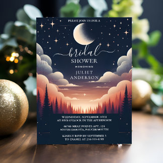New Night Sunset Moon Cloud Twilight Bridal Shower Invitation
