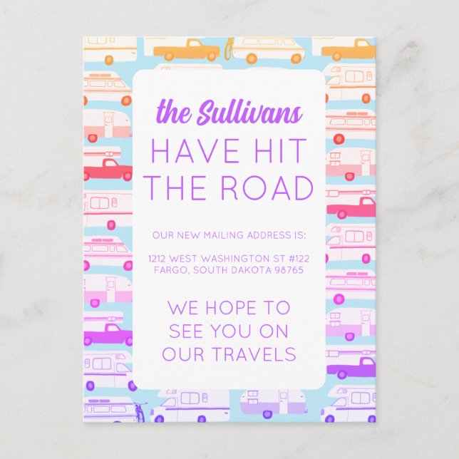 NEW NOMAD ADDRESS Camper Trailer Vanlife RV Postcard (Front)