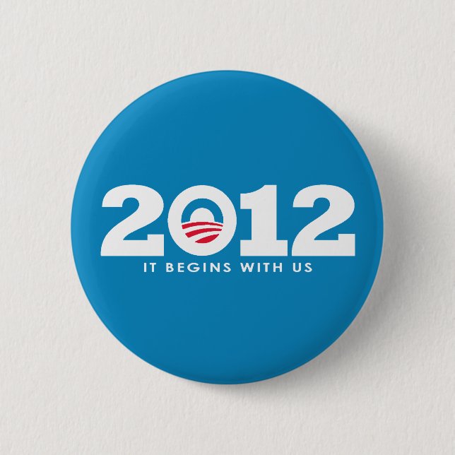 New Obama 2012 Logo 6 Cm Round Badge (Front)