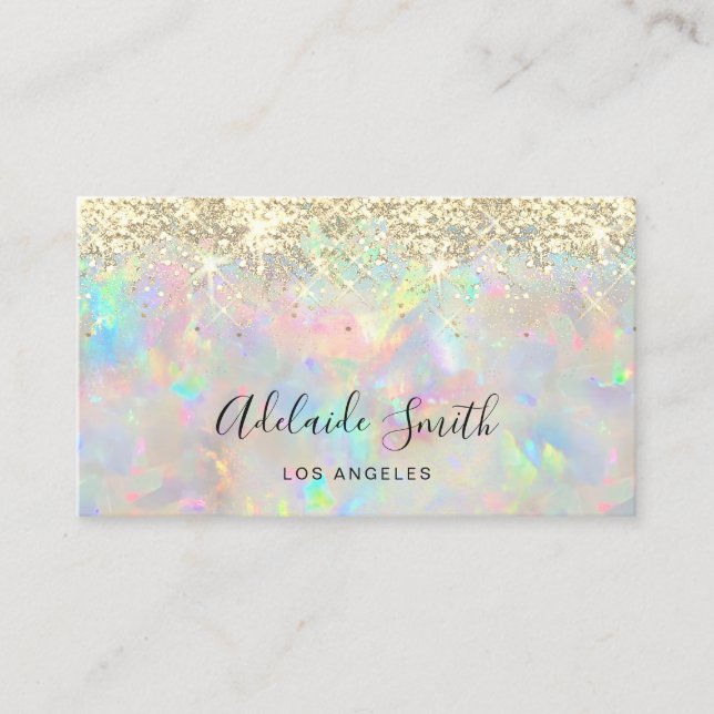new opal gemstone faux glitter business card (Front)