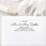 New or Future Mr & Mrs • Modern Return Address<br><div class="desc">Add an elegant finishing touch to wedding invitations, save the date cards, and thank you notes with simply stylish "new or future Mr. & Mrs." return address labels. All text on this template is simple to customise, making it suitable for an engaged couple as well as for newlyweds. The black...</div>