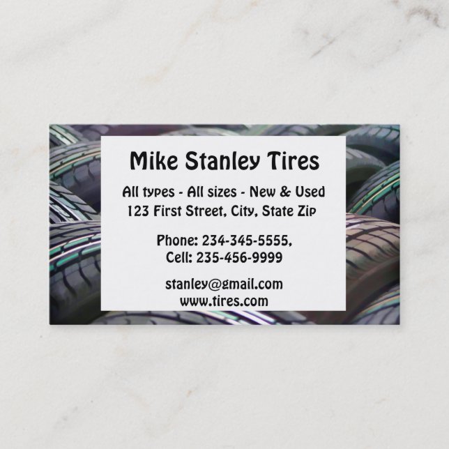 New or  Used Tire sales Custom  Business Card (Front)