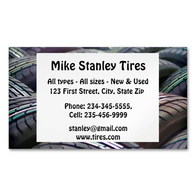 New or  Used Tire Sales Custom  Business Card (Front)