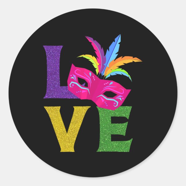 New Orlean Carnival Pink Mask Party Outfit Love Ma Classic Round Sticker (Front)
