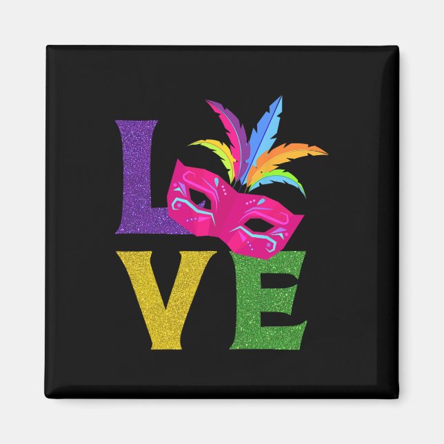 New Orlean Carnival Pink Mask Party Outfit Love Ma Magnet (Front)