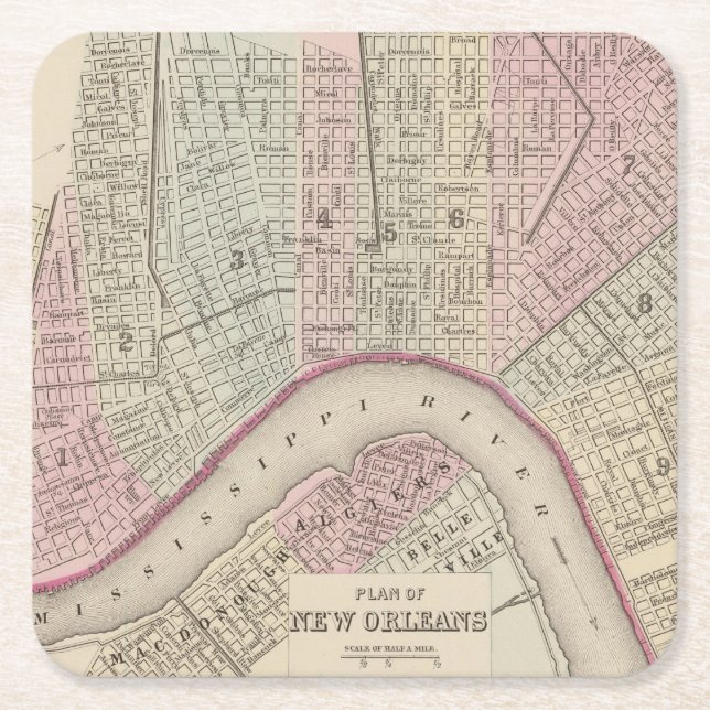 New Orleans 3 Square Paper Coaster (Front)