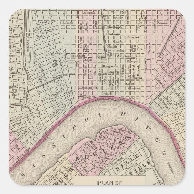 New Orleans 3 Square Sticker (Front)