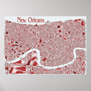 New Orleans Abstract Map Poster