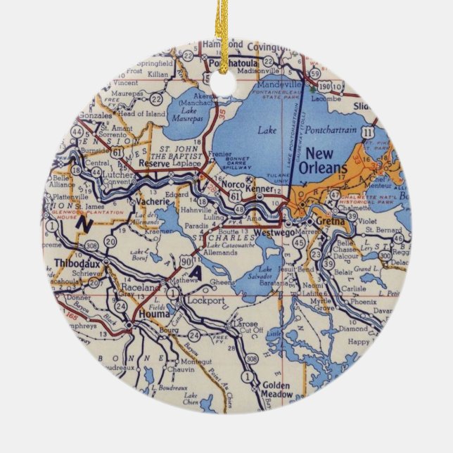 New Orleans and Houma Christmas Ornament (Back)