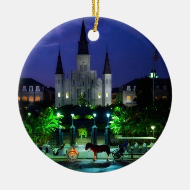 New Orleans at Night Ceramic Tree Decoration (Front)