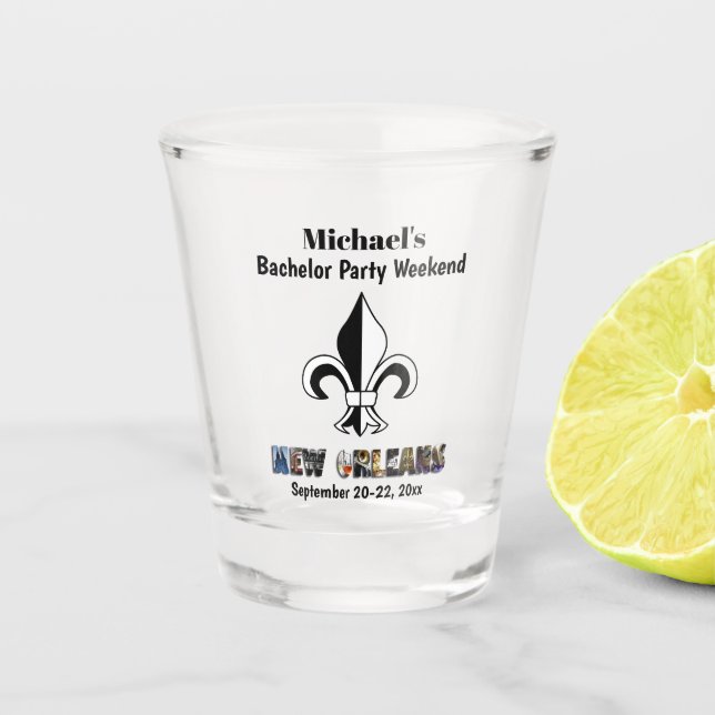 New Orleans Bachelor Party Favour Guys Trip Shot Glass (Front)