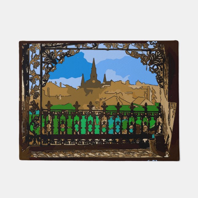 New Orleans Balcony Vintage Image Doormat (Front)