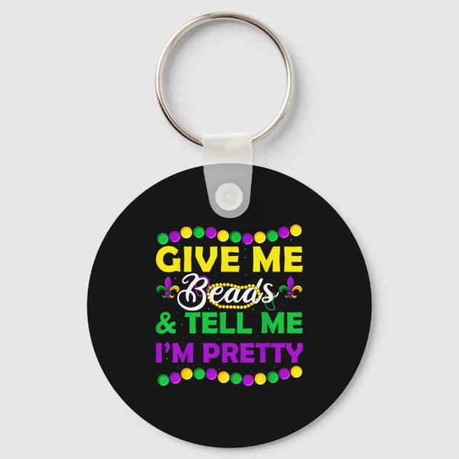 New Orleans Beads Mardi Gras Party Apparel Funny W Key Ring (Front)