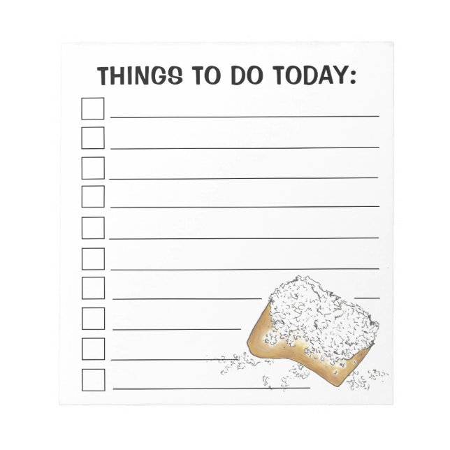 New Orleans Beignet Pastry Things To Do Today Notepad (Front)