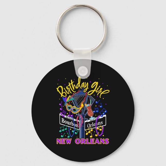 New Orleans Birthday Girl's French Quarter Birthda Key Ring (Front)