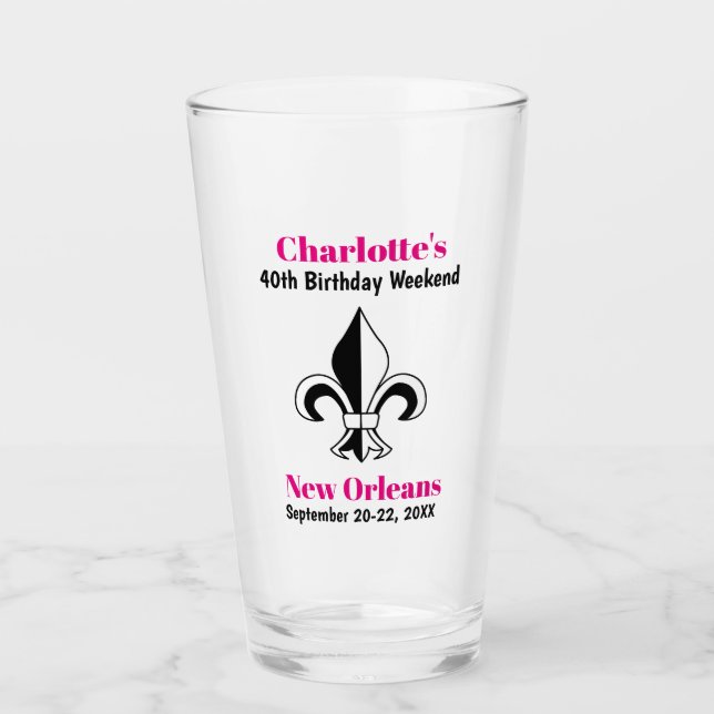 New Orleans Birthday Party Girls Trip Pint Glass (Front)