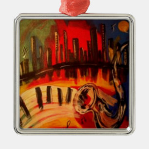 "New Orleans Blues" by Linda Powell~Original Metal Tree Decoration