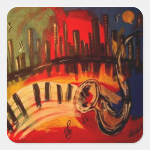 "New Orleans Blues" by Linda Powell~Stickers Square Sticker