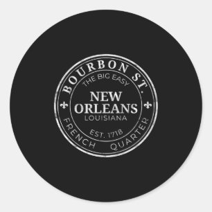 New Orleans Bourbon St The Big Easy Louisiana Usa Classic Round Sticker