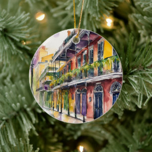 New Orleans Bourbon Street Ceramic Tree Decoration