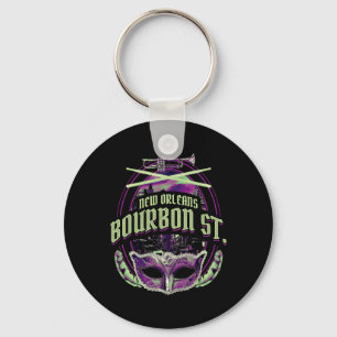 New Orleans Bourbon Street Mardi Gras French Quart Key Ring