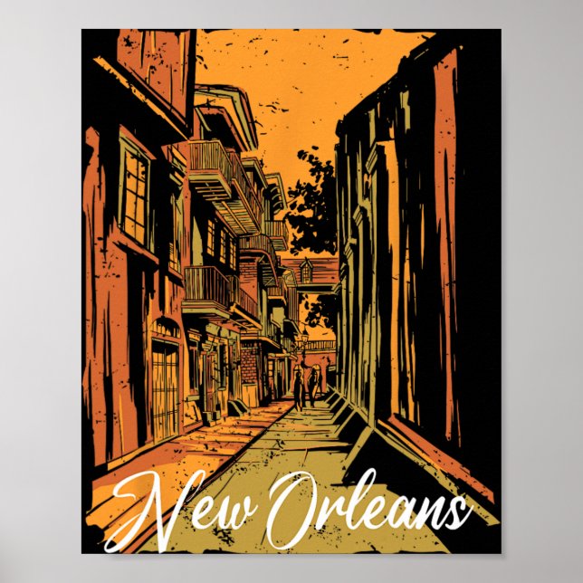 New Orleans Bourbon Street Souvenir French Quarter Poster (Front)