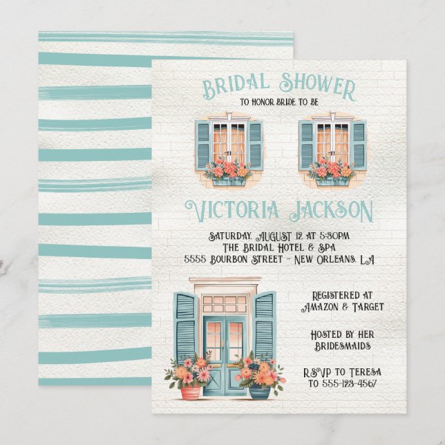 New Orleans Bridal Shower Invitation (Front/Back)